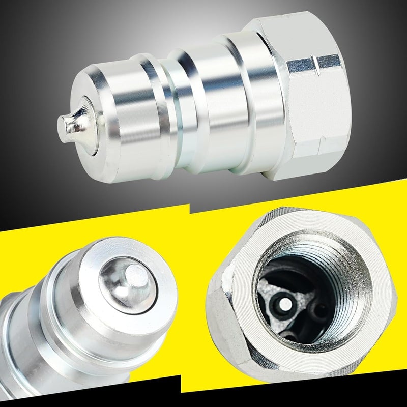 ANCIMOON 3/8'' Ag Pioneer Hydraulic Quick Connect Coupler Fittings with Dust Cap - Image 3